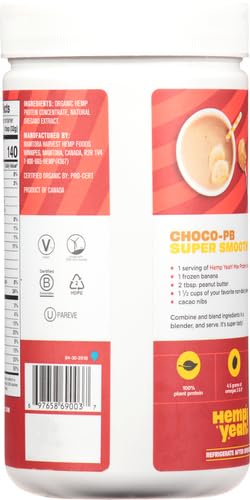 Manitoba Harvest Hemp Yeah! Organic Max Protein Powder, Unsweetened, 16oz; with 20g Protein and 4.5g Omegas 3&6 per Serving, Keto-Friendly, Preservative Free, Non-GMO, Packaging May Vary