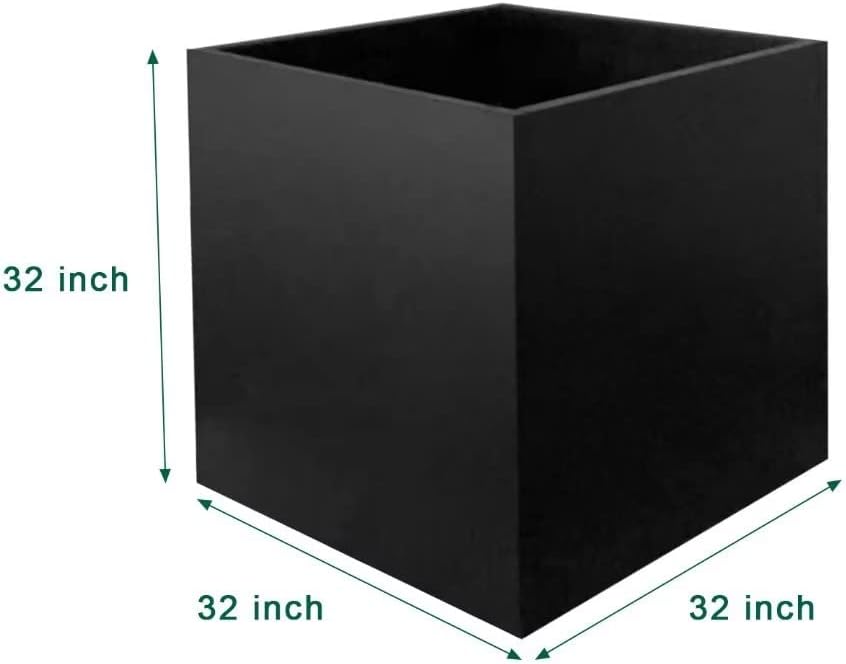 Galvanized Steel Planter Box Black Metal Planter Large Square Indoor Outdoor Planters Cube Steel Heavy Duty Flower Pot 32Inch Powder Coating Modern Commercial Residential for Patio, Deck, Yard, Garden