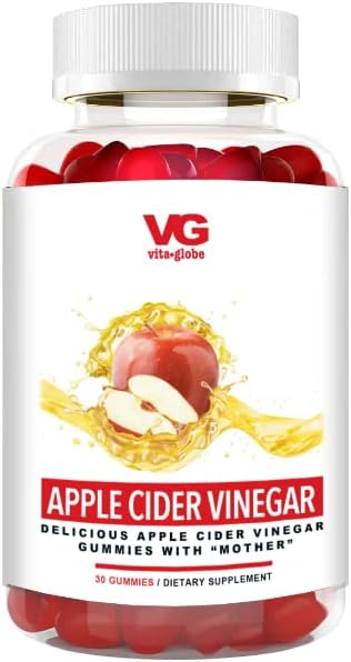 VitaGlobe Apple Cider Vinegar 500mg with B6, B12 and Folate Gummy with Mother - Formulated for Healthy Calorie Loss and Energy Supplement, 60 Count