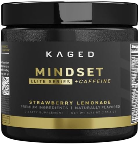 Kaged Nootropic Mindset Elite | Focus and Productivity Supplement | Organic Caffeine | Supports Working Memory, Focus, Energy, and Mood* | Strawberry Lemonade - 30 Servings
