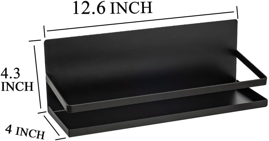 Magnetic Spice Rack Holder Paper Towel Holder with Hook for Refrigerator Fridge Organizer for Kitchen, Space Saver Container for Kitchen/Apartment, Drill Free, Black，3 Packs