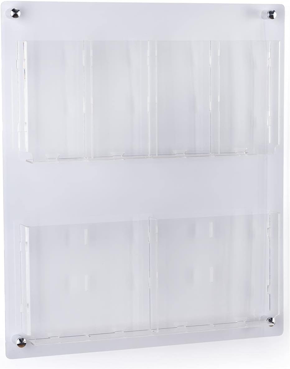 Displays2go Acrylic Literature Holder Wall Mount, 4/8.5" w, 4-8 Pockets - Clear (2RP4CLR)