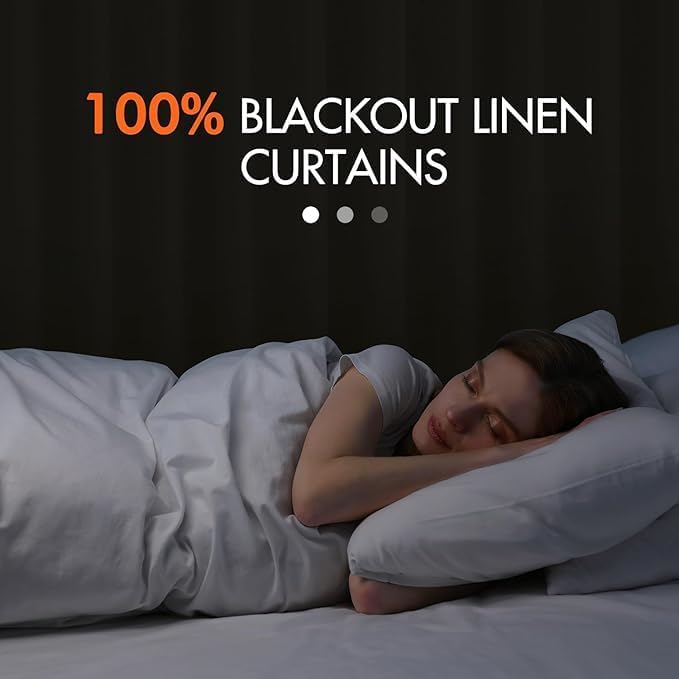 MIULEE 100% Blackout Curtains 90 Inch Long 2 Panels Set for Bedroom, Thick Faux Linen Black Out Curtain Room Darkening Back Tab Pleat Window Textured Drapes with Hooks for Living Room, Bright White