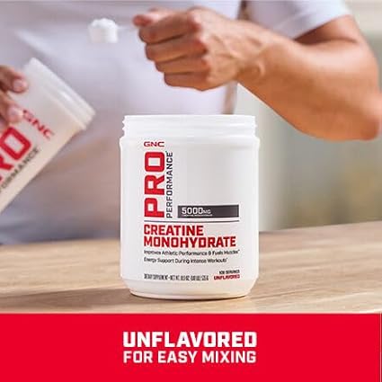 GNC Pro Performance Creatine Monohydrate Powder | Improves Athletic Performance and Fuels Muscles | Science-Backed | Banned Substance Free | 100 Servings