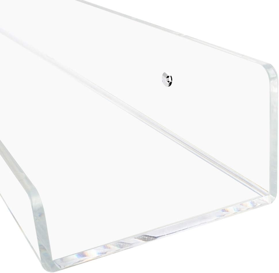 Weiai Clear Acrylic Floating Shelves 24 inches, Wall Bookshelf for Kids, Transparent Book Shelf Ledge for Wall, Set of 3