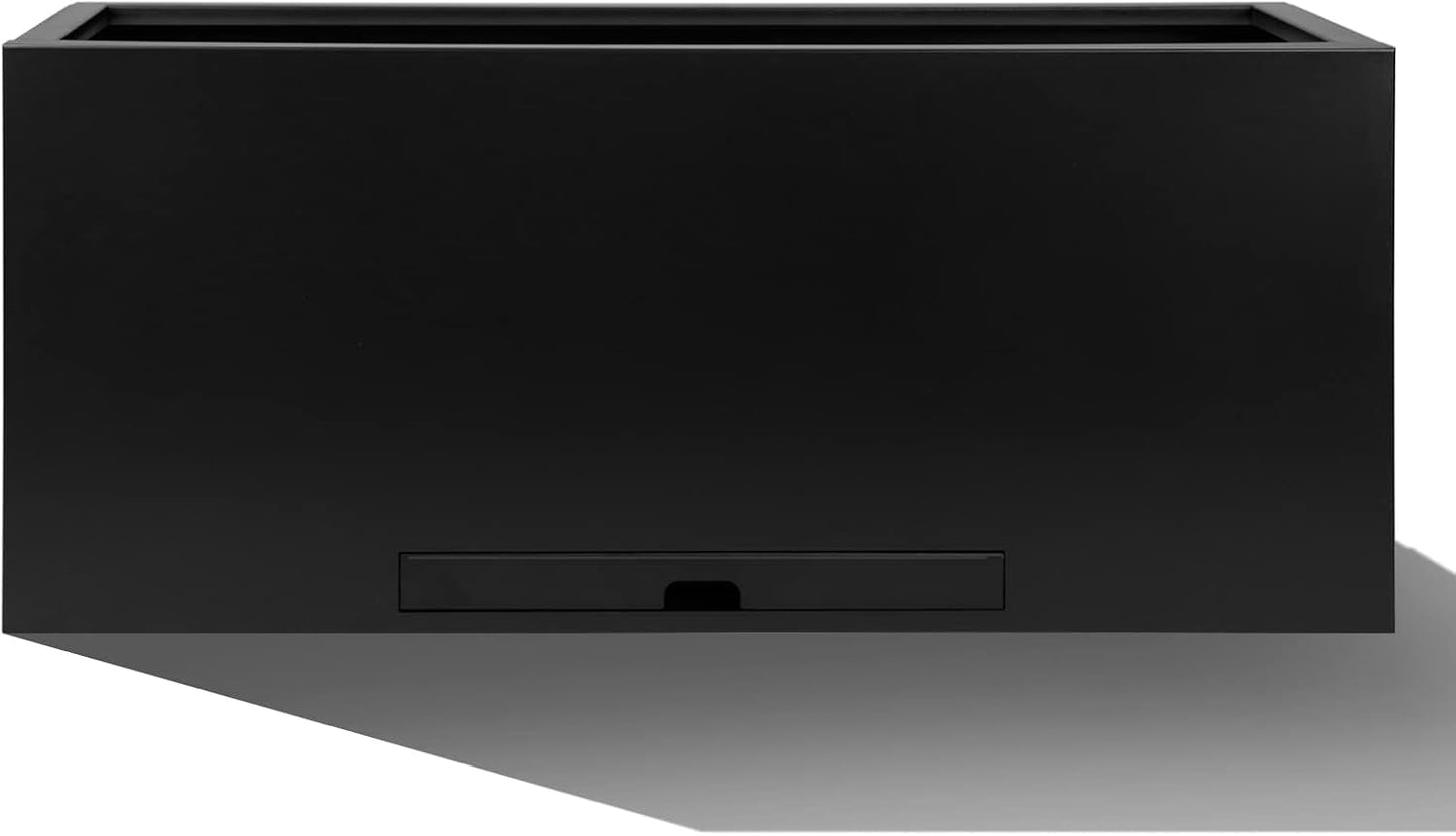 Worth Garden Metal Rectangular Planter Box - Black Powder Coated Steel Planter - 16" H. Tall Heavy Duty Modern Flower Plant Pot - Indoor & Outdoor, Commercial & Residential (16"x12"x36")