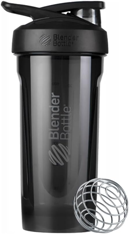 BlenderBottle Strada Shaker Cup Perfect for Protein Shakes and Pre Workout, 28-Ounce, Black