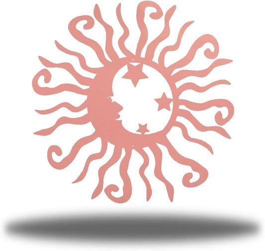 Riverside Designs Wacky Solar Moon Metal Wall Art Steel Outdoor Decor | Heavy-Duty and Waterproof | Made in USA (Pink, 12L x 12W)