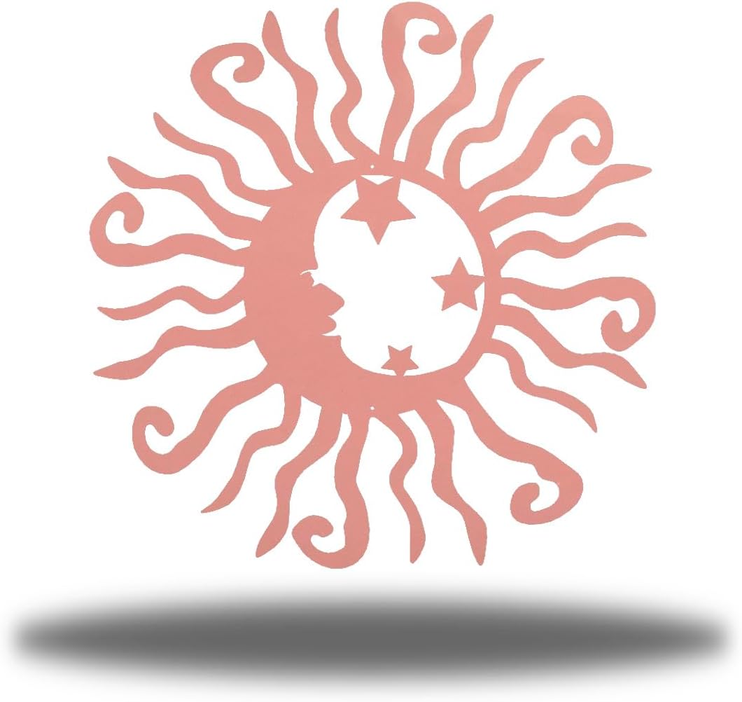 Riverside Designs Wacky Solar Moon Metal Wall Art Steel Outdoor Decor | Heavy-Duty and Waterproof | Made in USA (Pink, 24L x 24W)