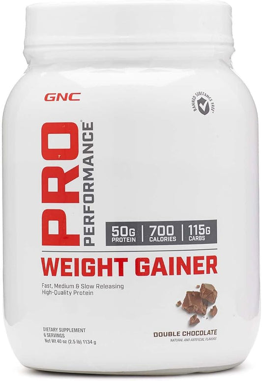 GNC Pro Performance Weight Gainer Protein Powder | Increase Muscle Mass | Banned Substance Tested | Double Chocolate | 6 Servings