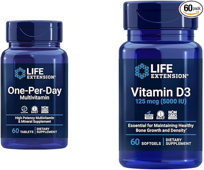 Life Extension One-Per-Day Multivitamin – Packed 25 Vitamins, D3 125 125 mcg (5000 IU),