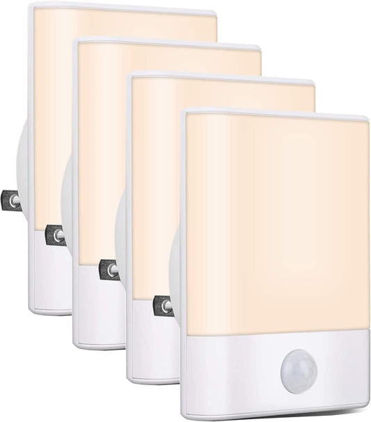 LED Night Light Plug in, Motion Sensor Night Light with Adjustable Brightness 3 Lighting Mode AUTO/ON/Off for Children, Bedroom, Hallway Light, 4-Pack