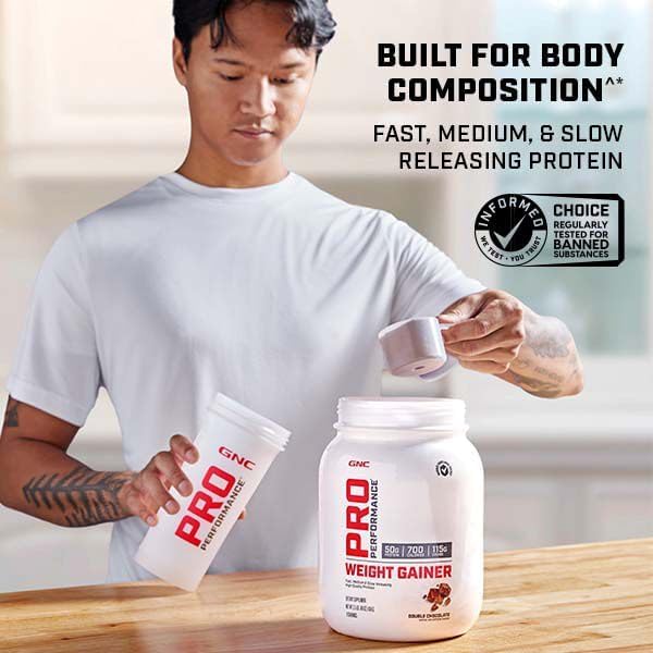 GNC Pro Performance Weight Gainer Protein Powder | Increase Muscle Mass | Banned Substance Tested | Double Chocolate | 6 Servings