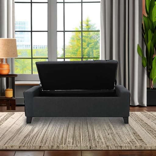 Christopher Knight Home Hikaru Fabric Storage Ottoman, Dark Grey Dimensions: 20.50”D x 51.00”W x 17.00”H