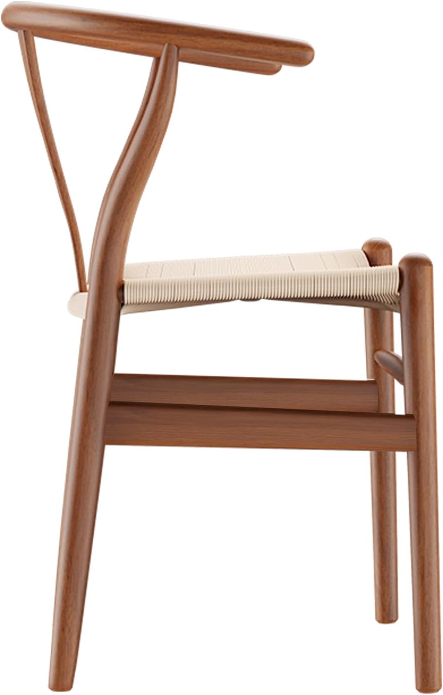 Tomile Solid Wood Wishbone Chair Y Chair Mid-Century Armrest Dining Chair, Hemp Seat (Ash Wood - Walnut., Pack of 1)