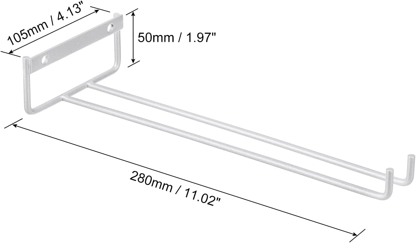 uxcell 5Pcs Wine Glass Rack, 11.22 Inch Iron Wine Glasses Rack Under Cabinet Stemware Rack - Wall Mountable Wine Glass Holder Storage Hanger for Bars Coffee Restaurants Kitchens, Silver