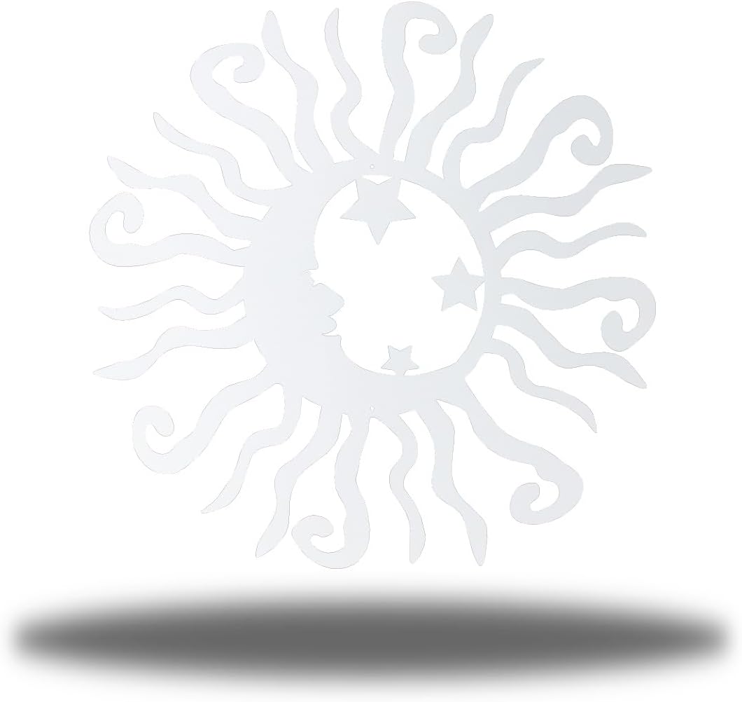 Riverside Designs Wacky Solar Moon Metal Wall Art Steel Outdoor Decor | Heavy-Duty and Waterproof | Made in USA (White, 12L x 12W)