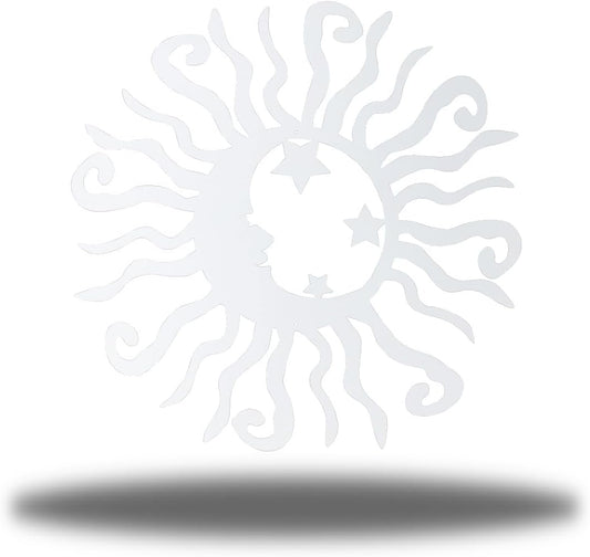 Riverside Designs Wacky Solar Moon Metal Wall Art Steel Outdoor Decor | Heavy-Duty and Waterproof | Made in USA (White, 12L x 12W)