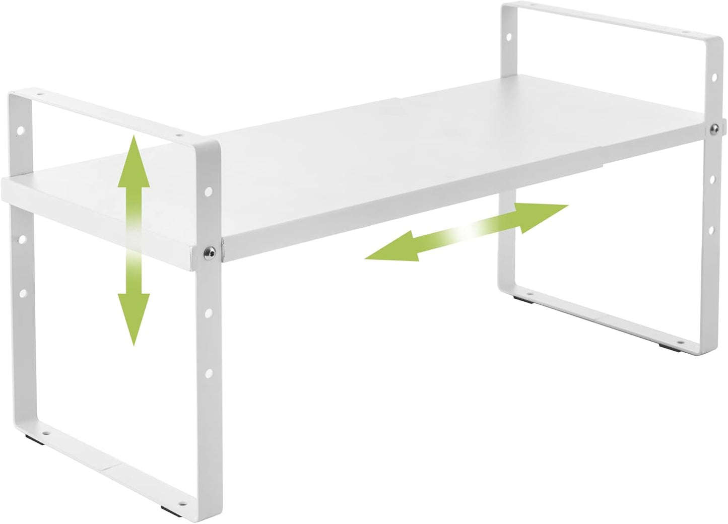 Expandable Cabinet Shelf Organizer Rack, Stackable Kitchen Counter Storage Shelves Stand, Adjustable Height Pantry Shelf Spice Rack (White, 1 Pack)