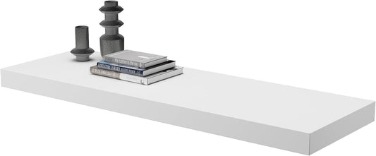 Large Floating Shelves for Wall Set of 1 Wooden Wall Shelves 24 in x 12.75 in x 2 in Room Decor Long Shelf with Invisible Wall Mount Bracket for Bedroom Kitchen Living Room White