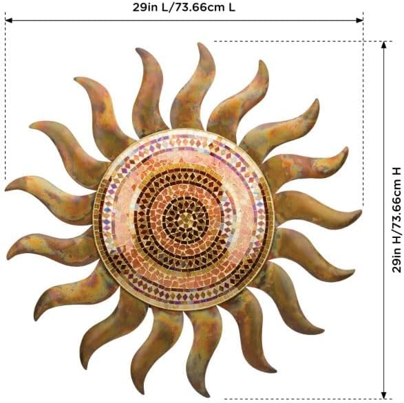 Regal Art & Gift Flamed Copper Large Metal Sun Wall Decor - 29 Inch | Indoor Outdoor Rust-Resistant Sunburst Sculpture | Eye-Catching Metal Sun Wall Art Accent for Patio, Garden, Living Room