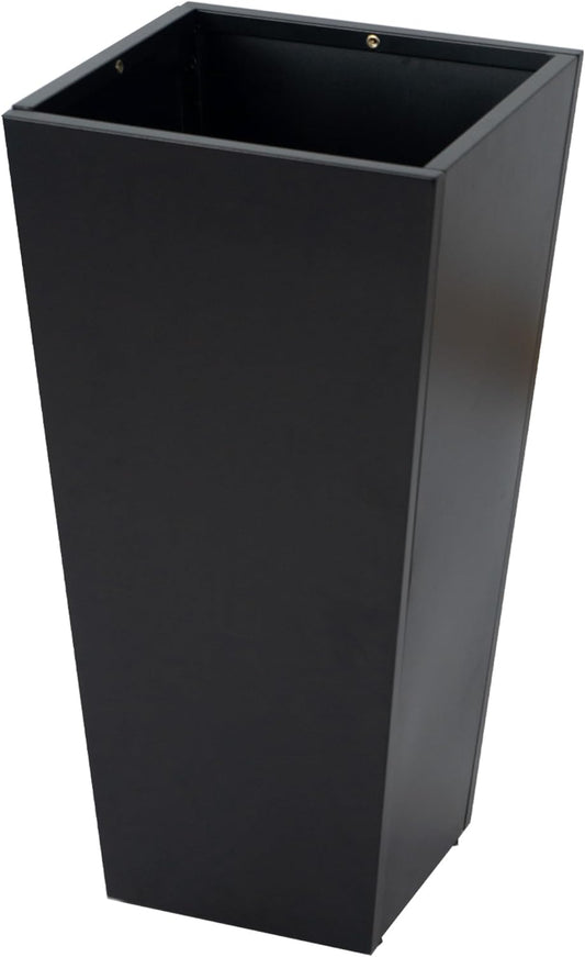Kozyard 15.4" x 15.4" x 30" Tall Taper Black Metal Planter Flower Plant Pot Indoor Outdoor Planters Steel Flower Pot All-Weather Use with 2 Partition Panels for for Trees, Plants Flowers