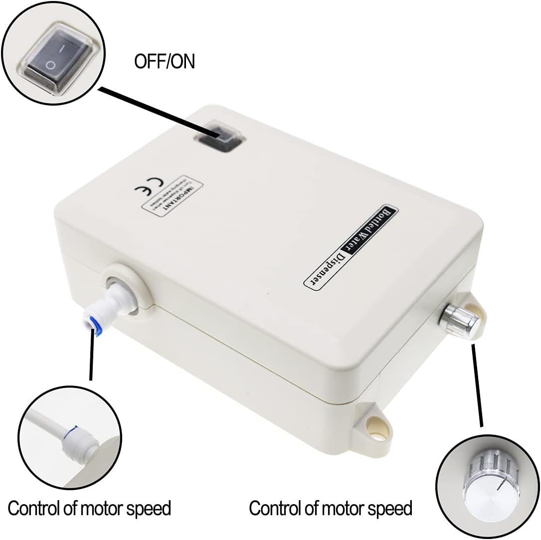 Drinking Water Dispenser Pump System Bottle Water Dispenser 5 Gallon 40PSI for Refrigerator Ice Maker Faucet Coffee/Tea Maker Single Inlet