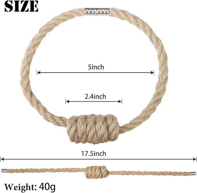 Fenghuangwu 2Pack Magnetic Jute Curtain Tiebacks – Bohemian Style Handmade Woven Tie-Backs for Drapes,Elegant Exquisite Knot Holdbacks,Outdoor Boho & Modern Home Decor