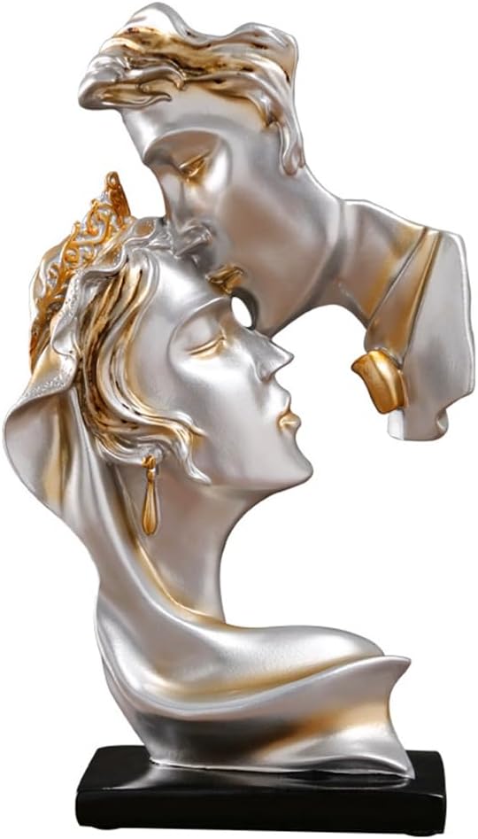 Couples Kiss Sculpture,Abstract Art Couple Sculpture Home Furnishing Resin Statue Decoration Romantic Statue Used for Home Decoration, Wedding, Gift. (Grey)