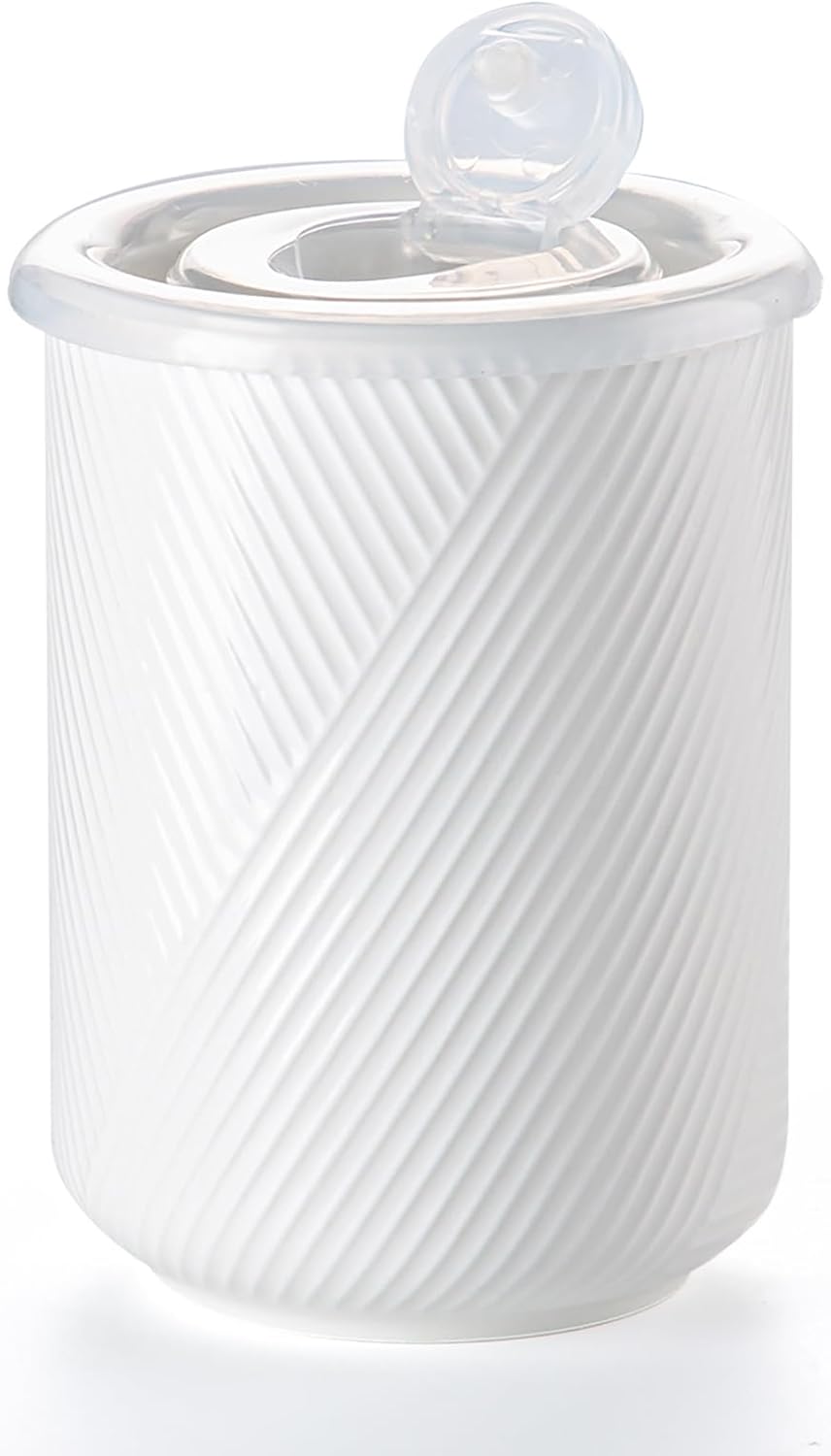 Food Storage Containers with Airtight Lids: Ceramic Canister Sets for Kitchen Countertop - Porcelain Jar for Coffee Tea Flour Sugar Rice Cookies Candy - White (42 oz)