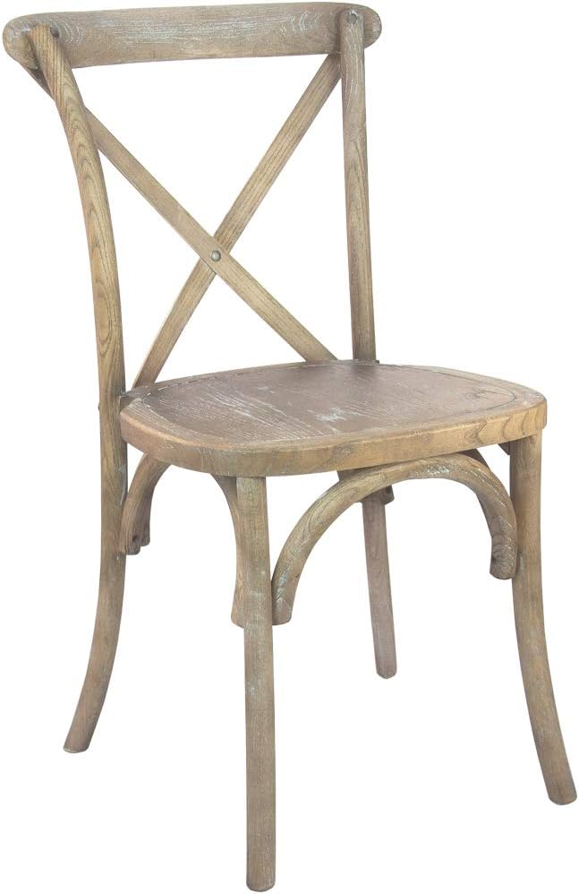 EMMA + OLIVER Medium Natural with White Grain X-Back Chair