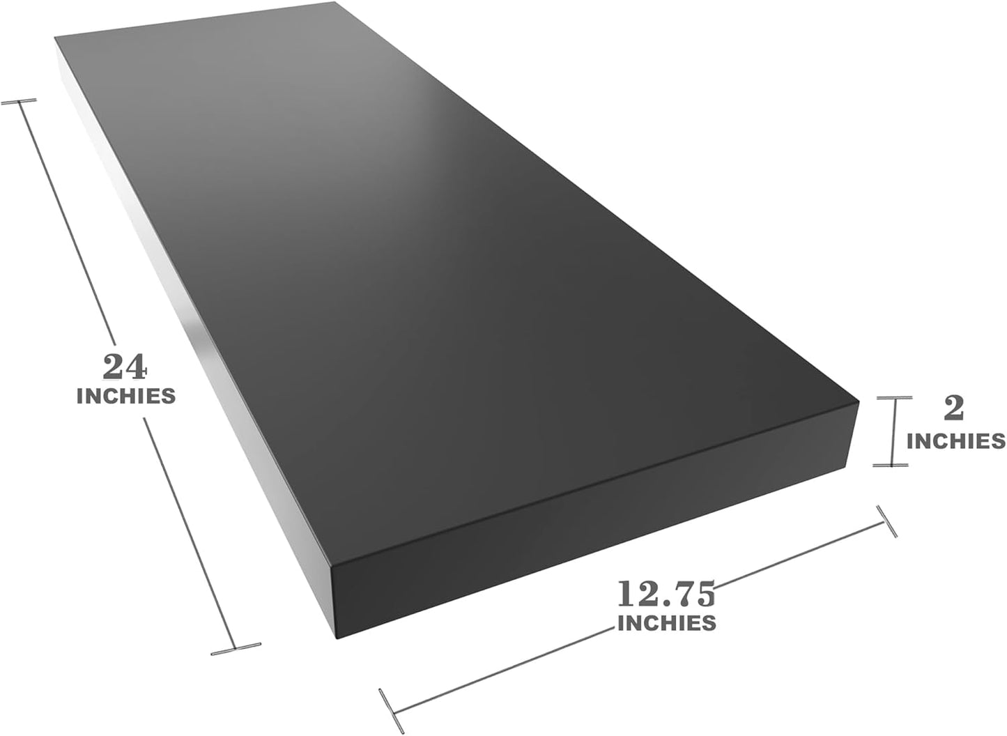 Large Floating Shelves for Wall Set of 2 Wooden Wall Shelves 24 in x 12.75 in x 2 inRoom Decor Long Shelf with Invisible Wall Mount Bracket for Bedroom Kitchen Living Room Black