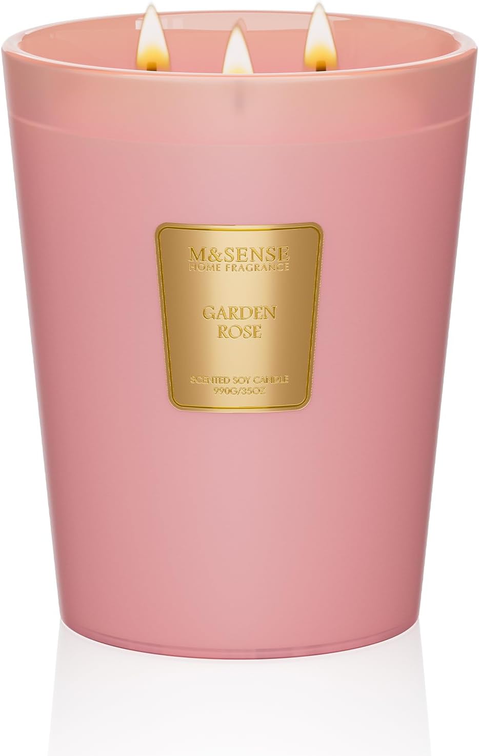 M&SENSE Garden Rose Scented Candle 35oz 150H Burn Time Long Lasting, 3-Wick Natural Aromatherapy Candle Highly Scented, Home Fragrance Housewarming Gifts