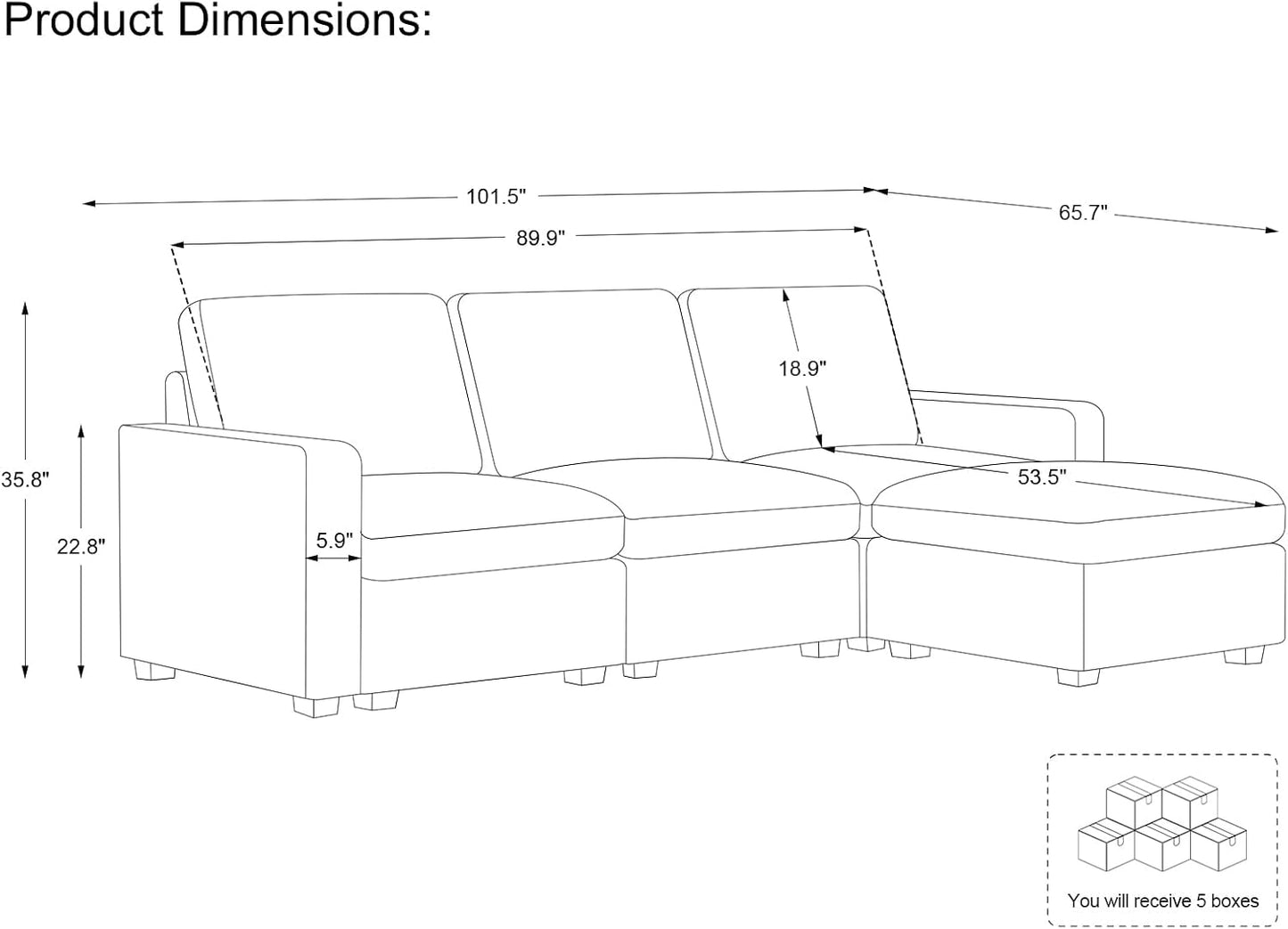 Belffin Modular Sectional Sofa with Storage Ottoman, Oversized Cloud Couch Sectional with Extra Deep Seat, Convertible L Shaped 4 Seater Sectional Couches for Living Room, Plush Corduroy Light Grey