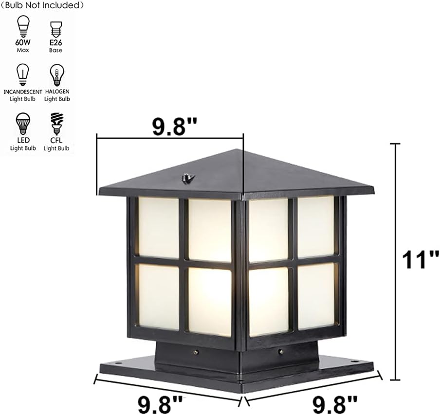 SLAWA Outdoor Post Lights Fixture, Modern Yard Entry Outdoor Column Lights with Aluminum Housing, Patio Pillar Lights Outdoor with Tempered Glass, IP65 Waterproof