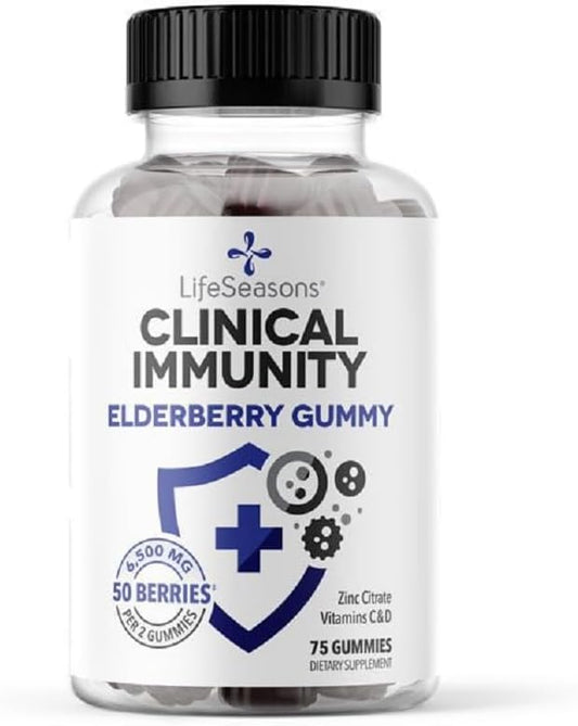 LifeSeasons Clinical Immunity 25 Elderberries D3, Zinc 75 Gummies