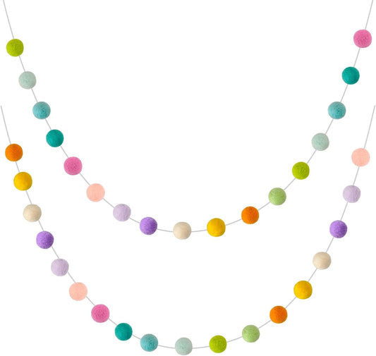 Felt Ball Garland Misscrafts 9.8 Feet 100% Wool Roving Pom Pom Garland 20mm Colorful for Baby Shower Grand Opening Party Festivals Room Decorations