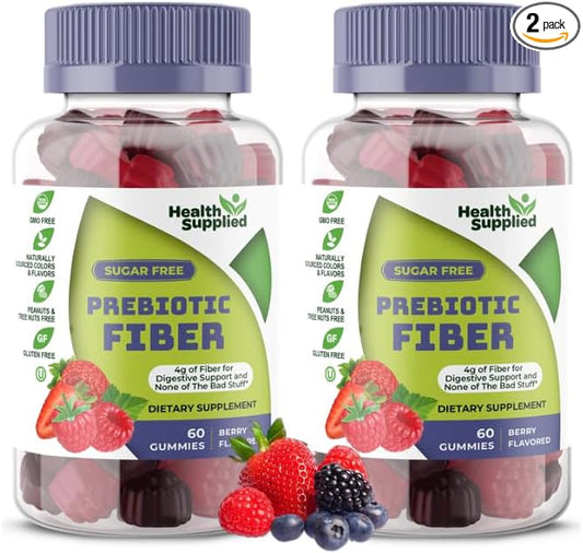 Mixed Berry Flavored Prebiotic Fiber Gummies - Supports Digestive System Through Gut Cleansing and Constipation Relief - Assists with Weight Loss Plan - Great Tasting and Easy to Swallow