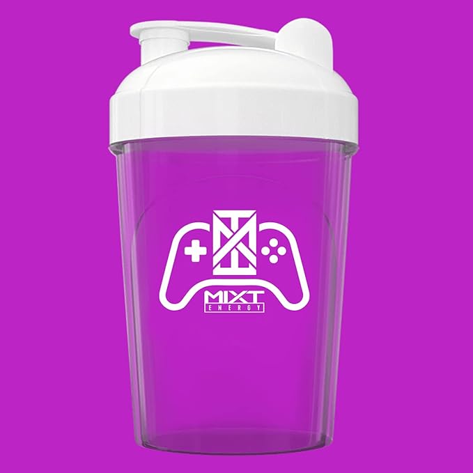 MIXT Energy Shaker Bottle, 16 oz. Shaker Bottle, BPA Free & Lid Mixing Technology (16 oz, Game Controller)