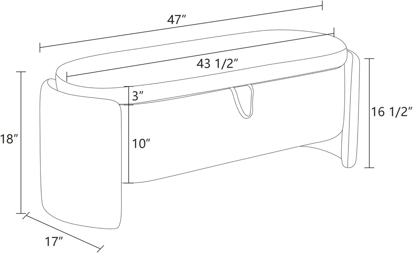 Ottoman Rectangular Storage Ottoman Bench, Footrest Stool Footstool with Lid for Living Room, Bedroom, Entryway, Brown, 47"x17"x18"