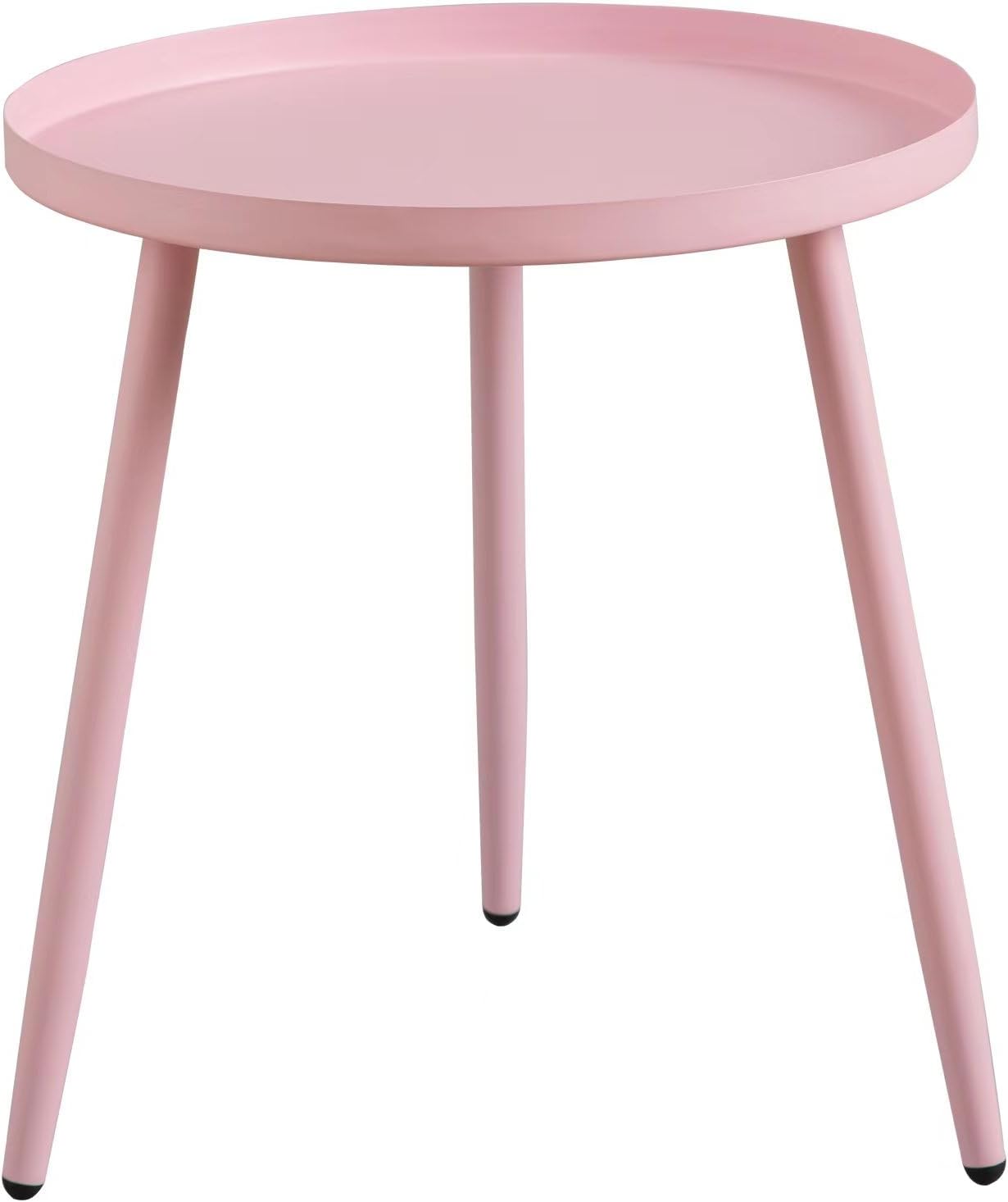 AOJEZOR Side Table: End Table for Any Room - Round Side Tables for Small Spaces - Pink with 3 Legged