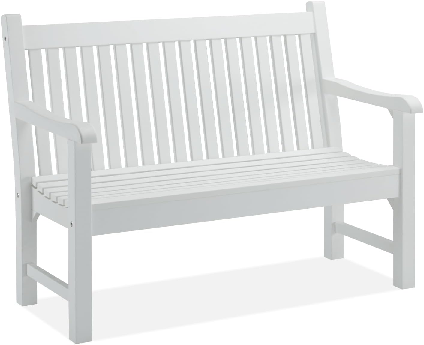 Psilvam 2-Person Poly Lumber Outdoor Bench with 700 Lbs Weight Capacity – Weatherproof Garden Seating for, Balcony Porch & Park, All-Weather Fade-Resistant Patio Furniture (White)