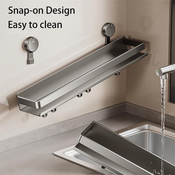 Spice Rack wall mounted 2 Pack,Suction Cups Spice Organizer for Cabinet,Large Capacity Metal Spice Shelf for Kitchen Cabinet, Pantry Doors, Bathroom, Shower, Home Decor(11.8 inch)