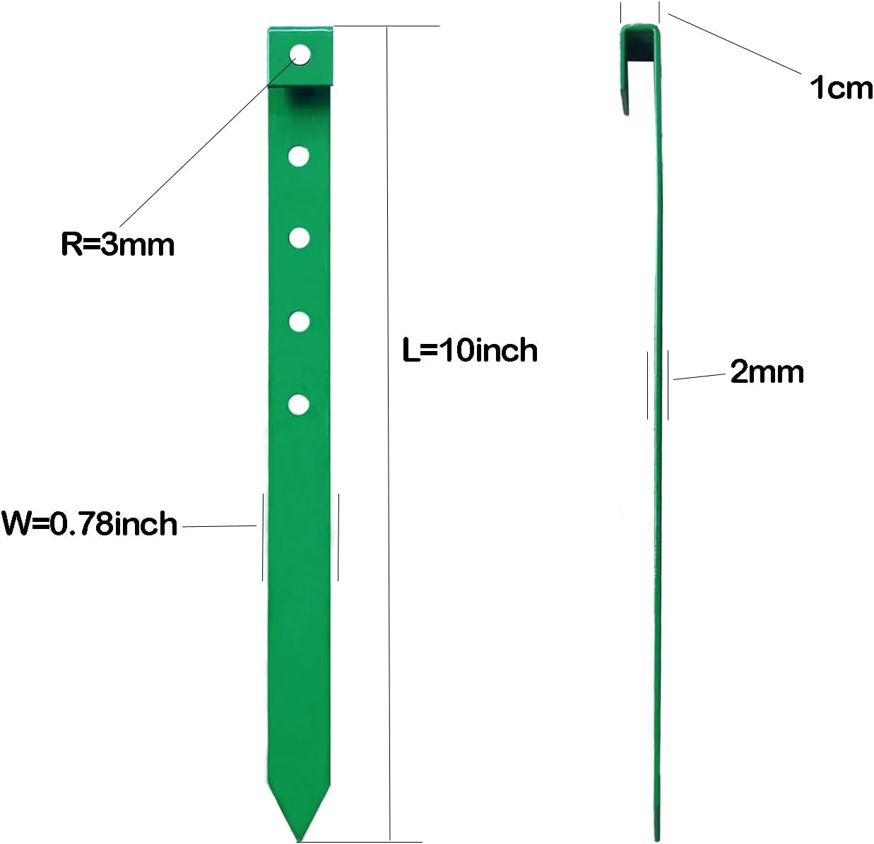 60Pcs Metal Garden Landscape Edging Stakes, Green,10in anchoring Stakes Landscape Anchoring Spikes for Terrace Board,Garden Liner, Landscape Edging Coil,Bender Board,Grass Barrier