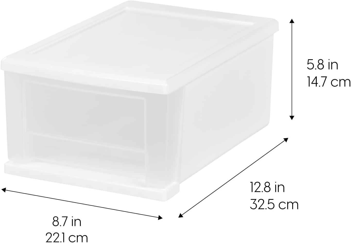 IRIS USA 7 Qt. Plastic Drawer Storage Organizer Stacking Drawers, 4-Pack, Stackable Unit with Sliding Drawer for Clothes Bedroom Kitchen Under Sink Pantry Craft Room Bathroom Dorm Office, White