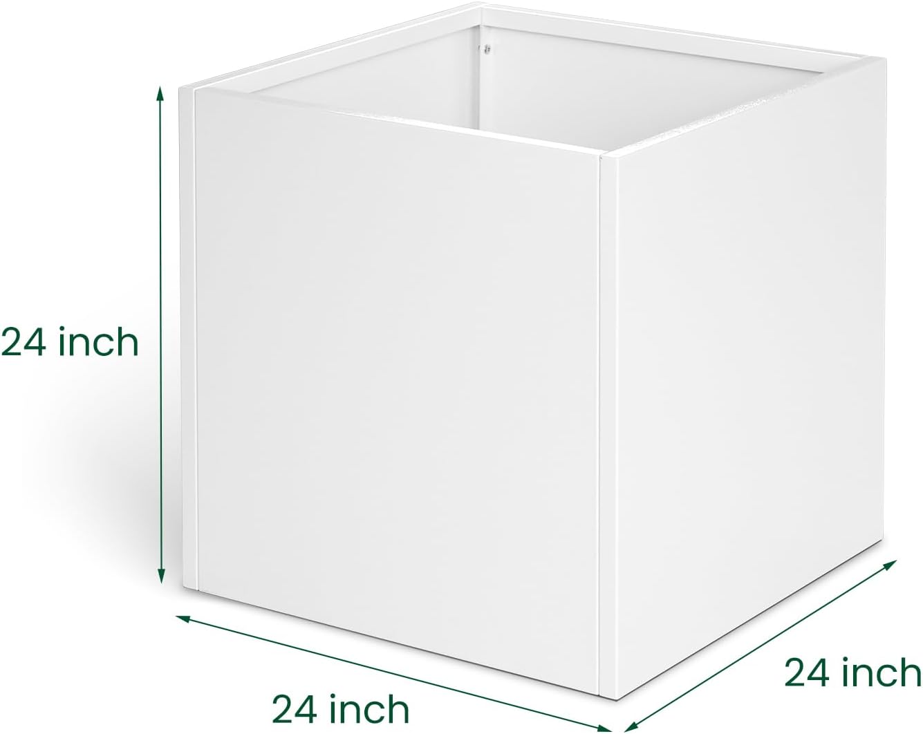 White Steel Planter Square Outdoor Planters Galvanized Steel Planter Box Indoor Metal Large Planters Cube Heavy Duty Flower Pot 24 Inch Modern Commercial Residential for Trees Patio Deck Yard Garden