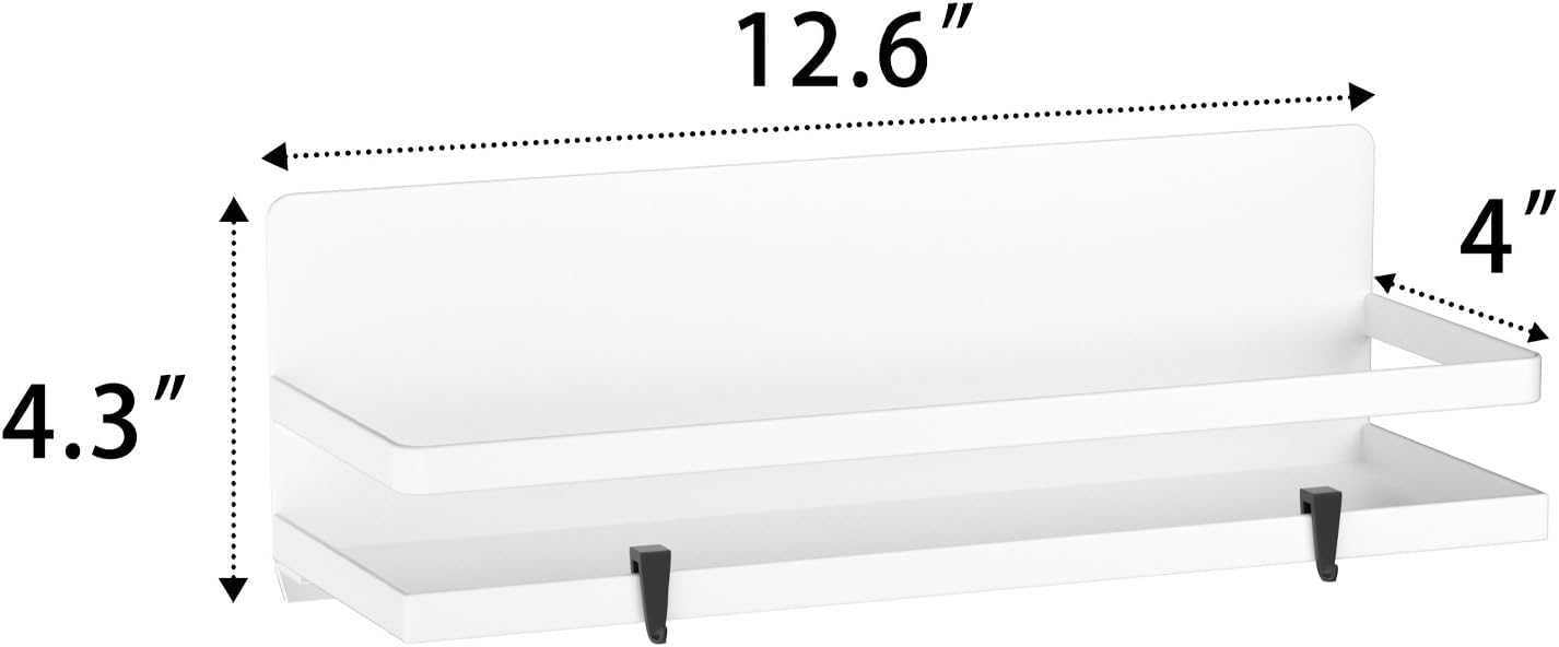 Magnetic Spice Rack Moveable Magnetic Shelf Organizer for Kitchen Refrigerator Microwave Oven Storage Rack Fridge Magnet Organizer,White,4 Packs