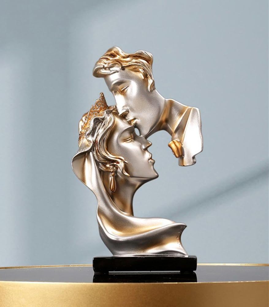 Couples Kiss Sculpture,Abstract Art Couple Sculpture Home Furnishing Resin Statue Decoration Romantic Statue Used for Home Decoration, Wedding, Gift. (Grey)