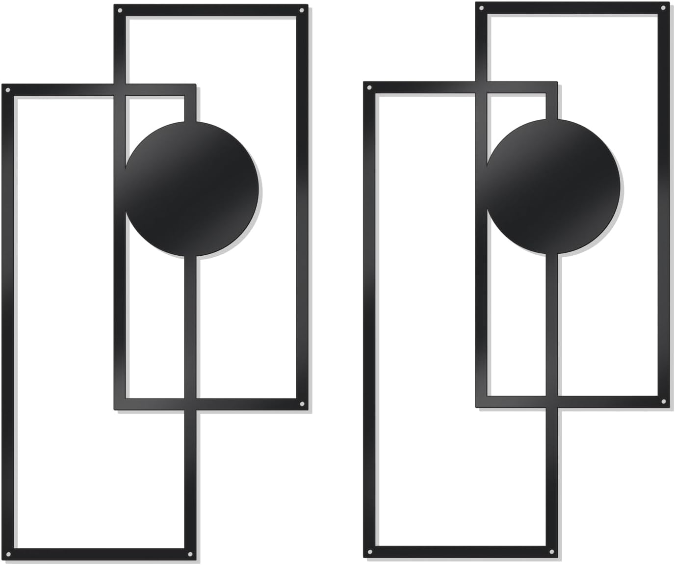 OYEFLY 2 Pcs Metal Abstract Wall Art,Modern Geometric Decor (Black, style 3)