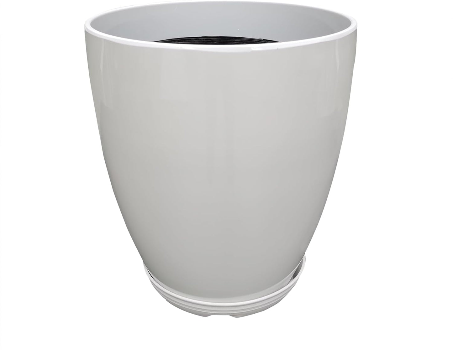 FixtureDisplays® 11.8" Diameter 11.8" Tall White Plant Pots, Plastic Flower Pots with Drainage Holes and Saucers for Indoor and Outdoor 15748-NF